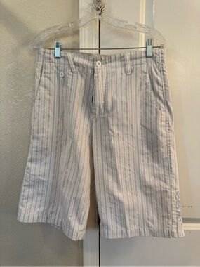 Micros White and Light Gray Vertical Stripe Men's Shorts